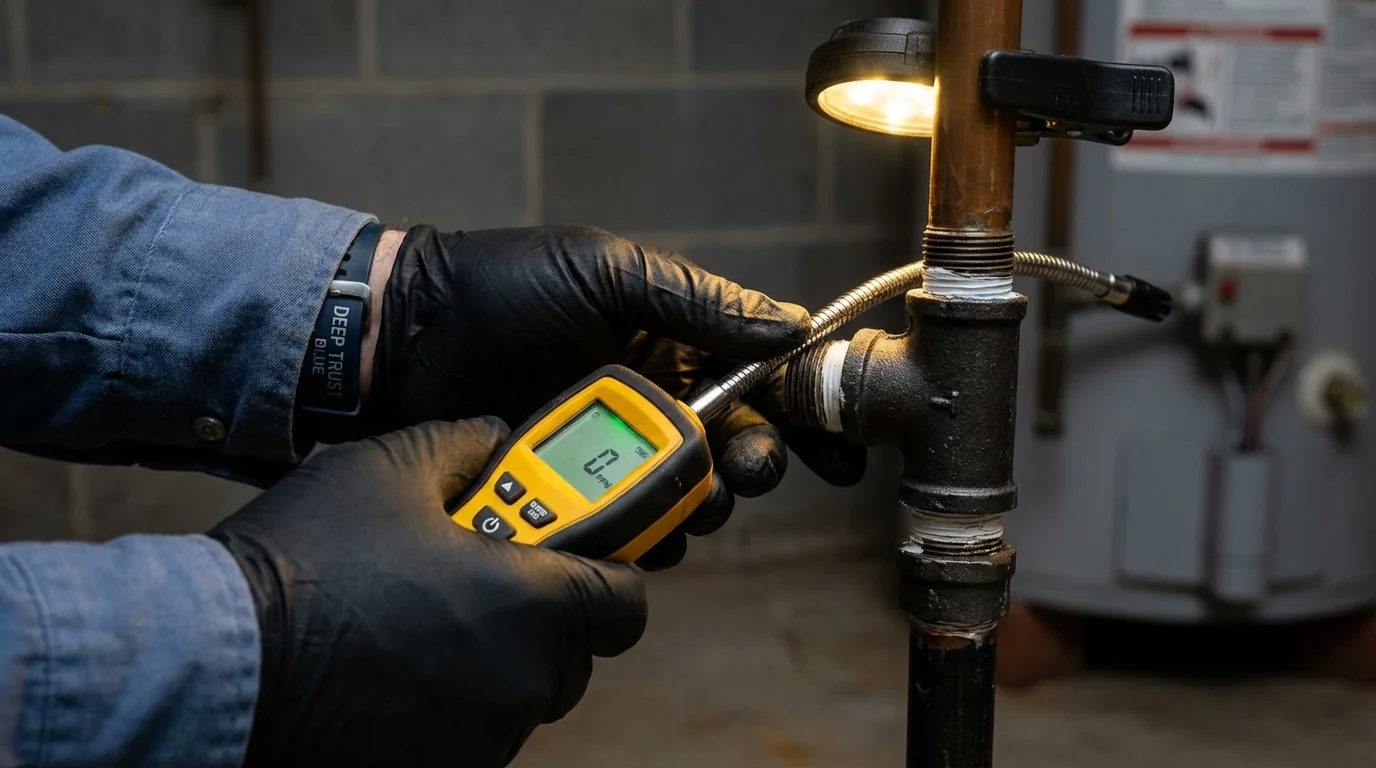 Gas leak detection with electronic sniffer by Johns Plumbing LLC in Mohave Valley